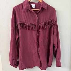 Backroad Blues Silk Fringe Button-Up Shirt